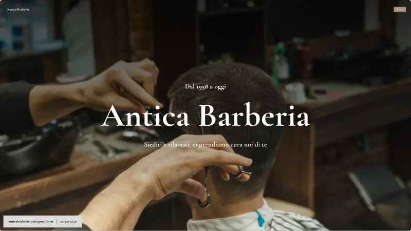 Sito web desktop anticabarberia1958, taglio di capelli uomo alla moda 