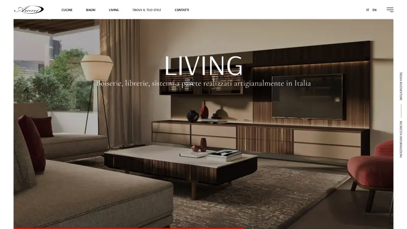 Sito web desktop arcariarredamenti, soggiorno all moda, in legno, stile moderno 